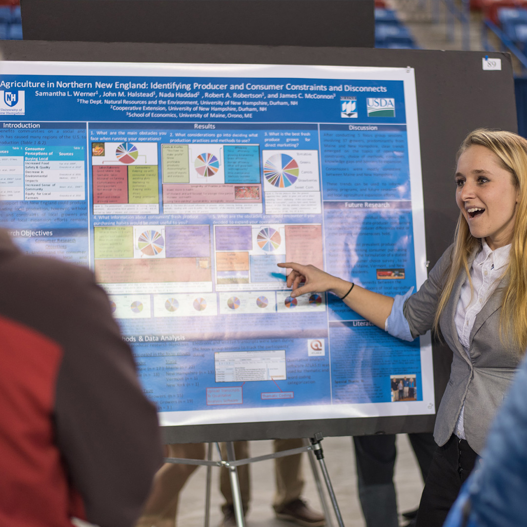 A graduate student shares her research at the UNH Graduate Research Conference