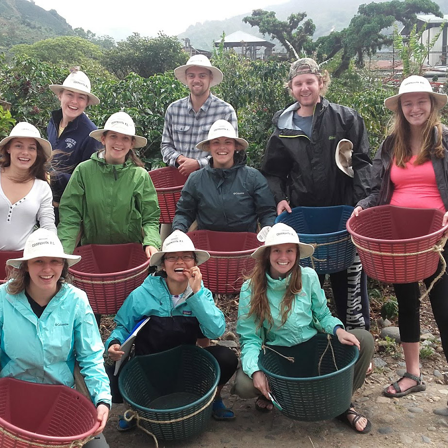 Group of students holding baskets