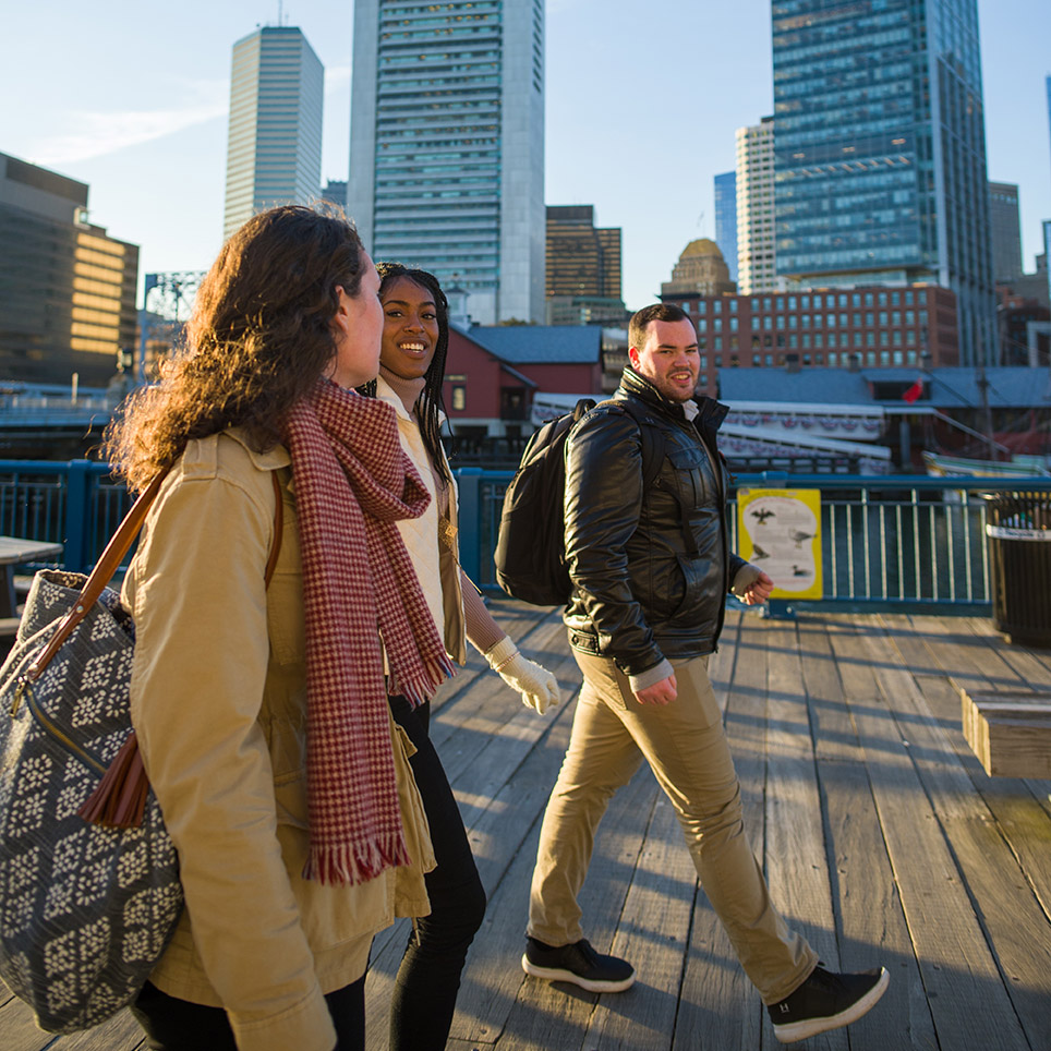 Students walking in the city