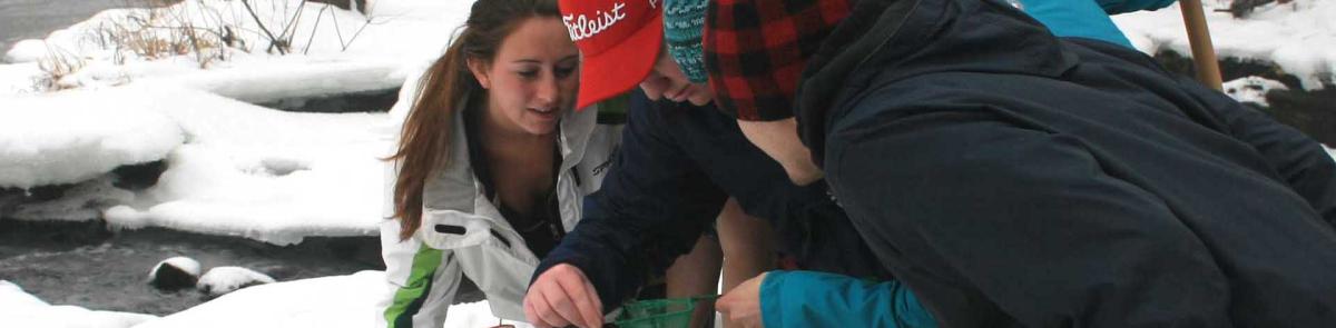 Group of Biology students at the cocheco river