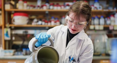A student conducting research in the lab