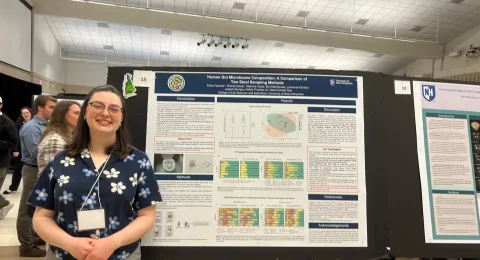 Erica Faucher presents her research poster at the Undergraduate Research Conference. 