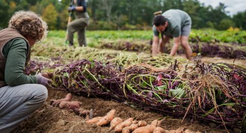 Sweet potato harvest at Woodman Farm