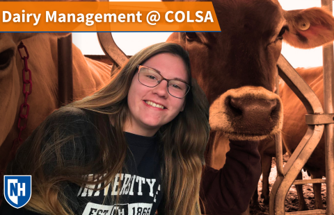 A thumbnail of a dairy management student with a cow
