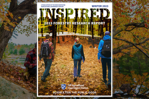 Cover image for the Inspired Forestry Research Report, 2023, produced by the New Hampshire Agricultural Experiment Station.