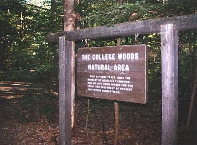 College Woods Natural Area sign