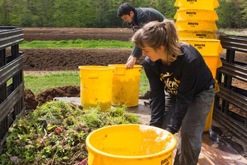 Students composting - making UNH a zero waste place.