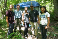 Jeff Garnas and members of his lab outdoors