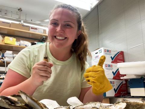 A photo of Aquaculture researcher Alyssa Stasse