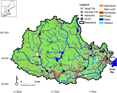 A map of land usage in the Lamprey River Hydrological Observatory