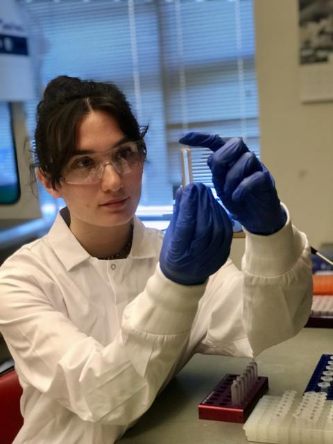 UNH student Maggie Krein in the lab