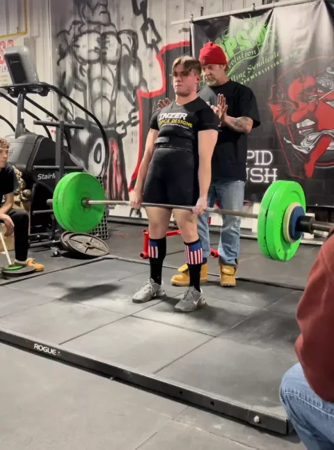 UNH dietetics major Anthony Dempsey at a powerlifting competition