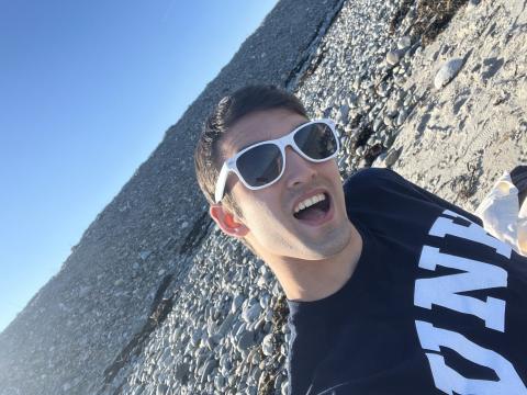 UNH zoology major Matthew Gough at the beach