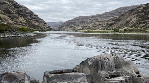 An of a river with cliffsides on either side of the river