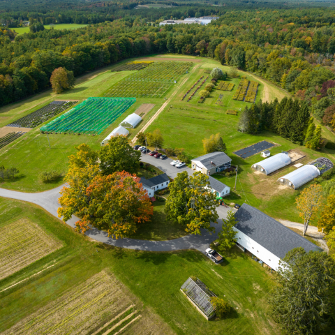 Aerial photo of Woodman Horticultural Research Farm at UNH