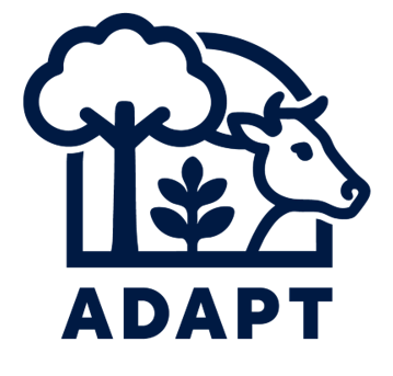 ADAPT LOGO with trees and cow