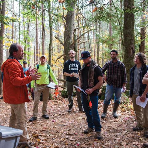 Prof. Mark Ducey teaching in the woods